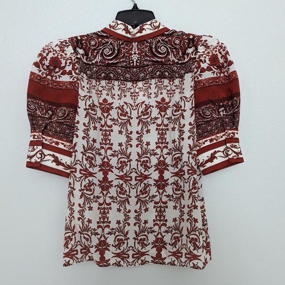 Alice + Olivia Willa Paisley Puff-Sleeve Top - Picture 2 of 7